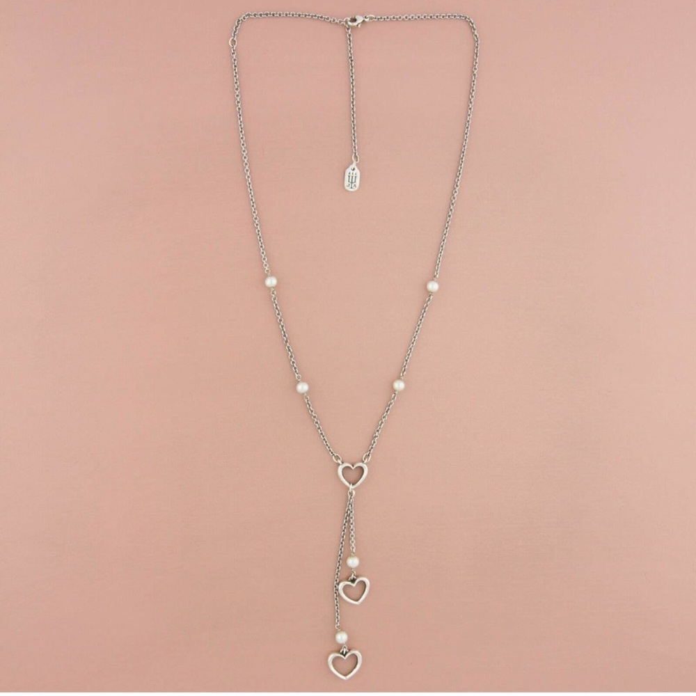 Rare Retired James Avery Silver Heart and Pearl Necklace